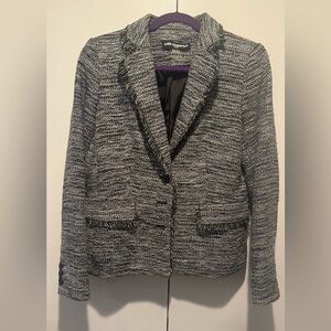 Karl Lagerfeld Black and Gray Textured (Boucle) Blazer
